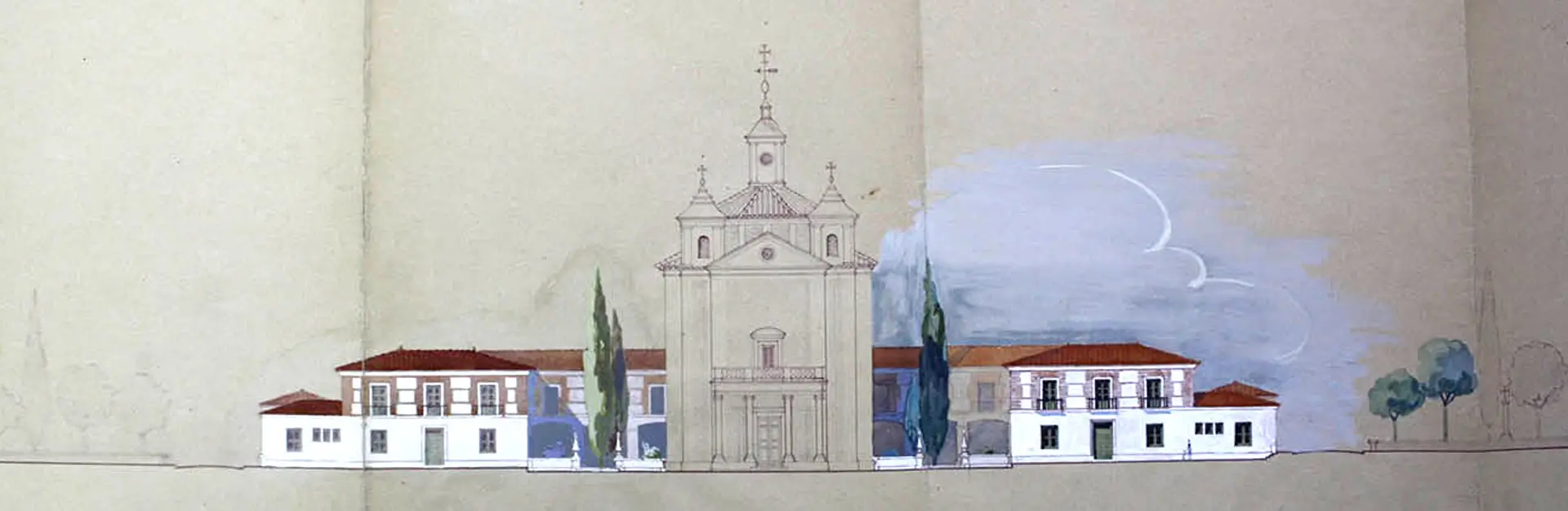 Fachada principal ermita Real Cortijo San Isidro 1948